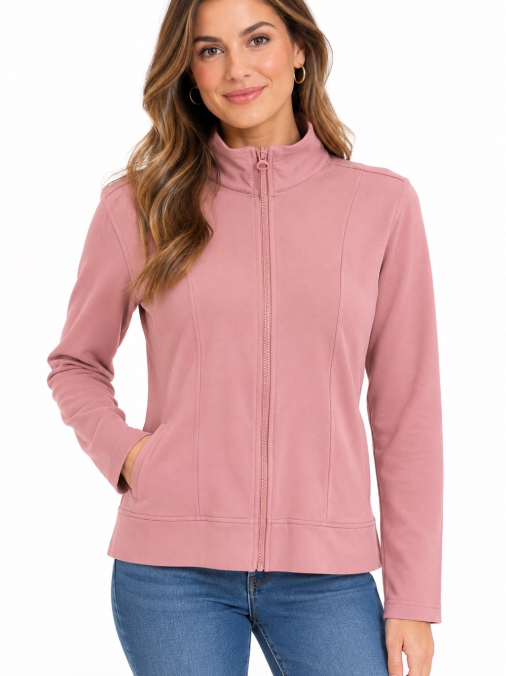 APANA Dusty Pink Zip-Up Athletic Jacket S NWOT